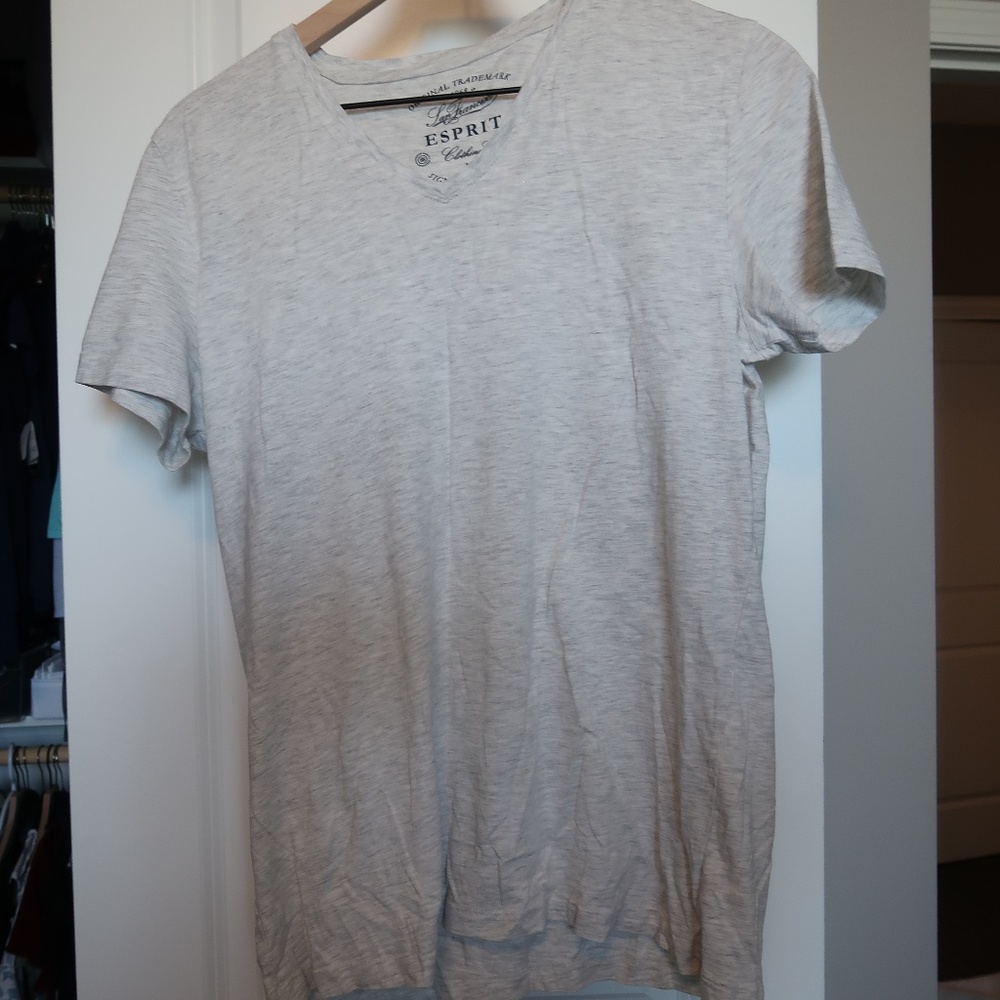 Men beige v neck short sleeve shirt